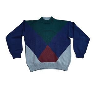 Vintage London Fog Pullover Jumper Sweater Colorblock Size Medium